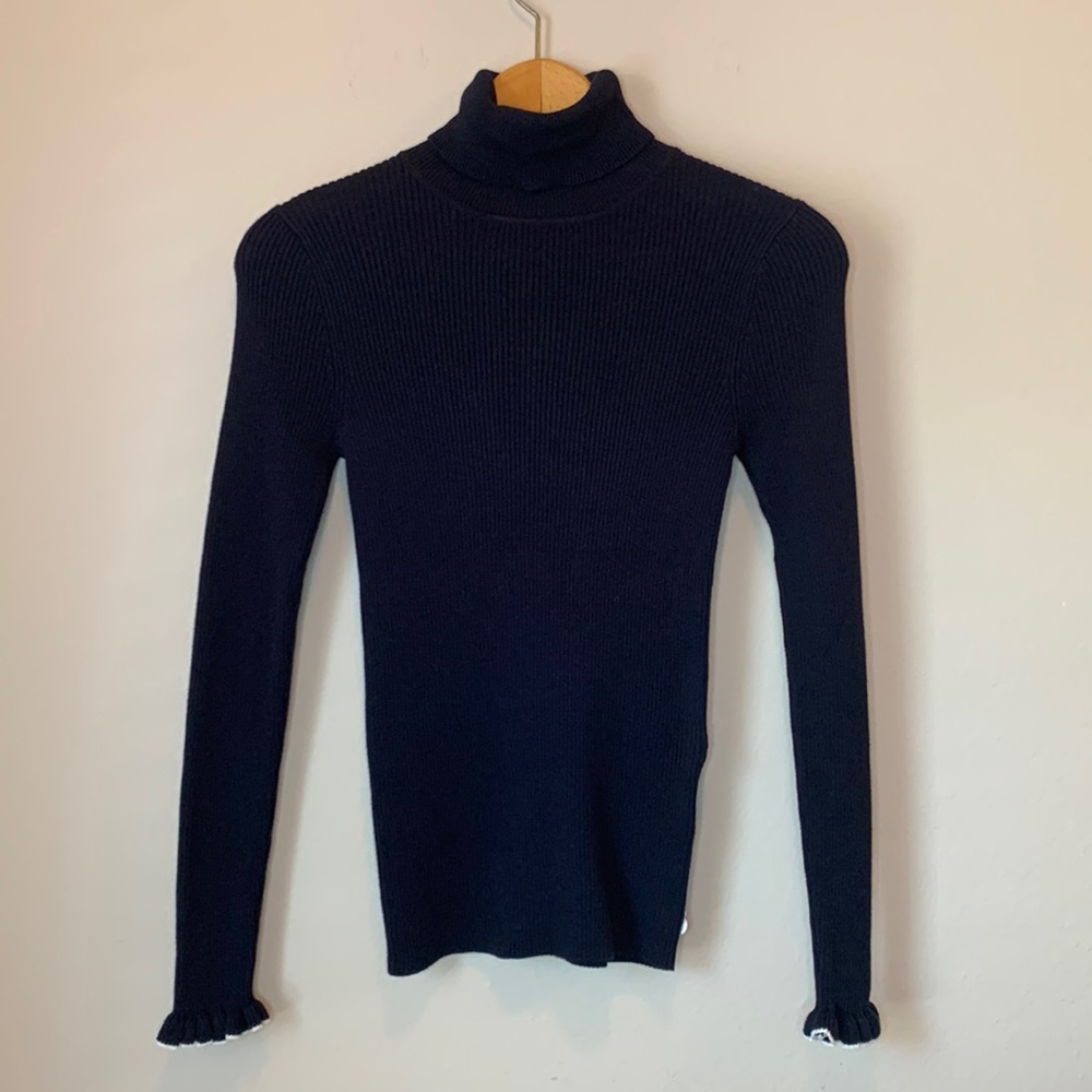 Scotch & Soda Navy Blue Ribbed Turtleneck